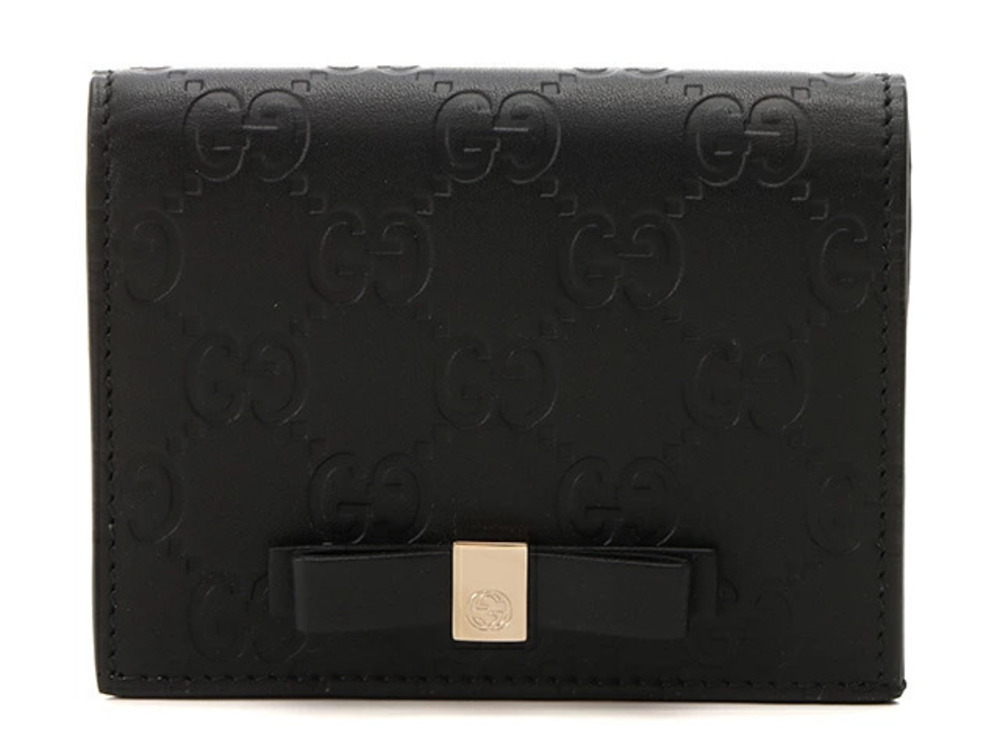 Gucci Guccissima Card Case Wallet Black Leather